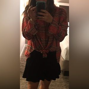 Black Velvet Tiered Ruffle Holiday Skirt